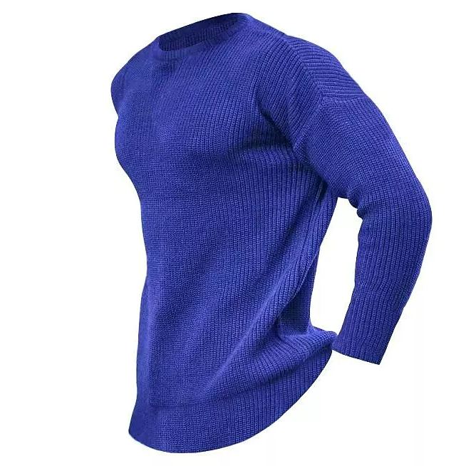 Pull en tricot à col rond de couleur unie pour homme