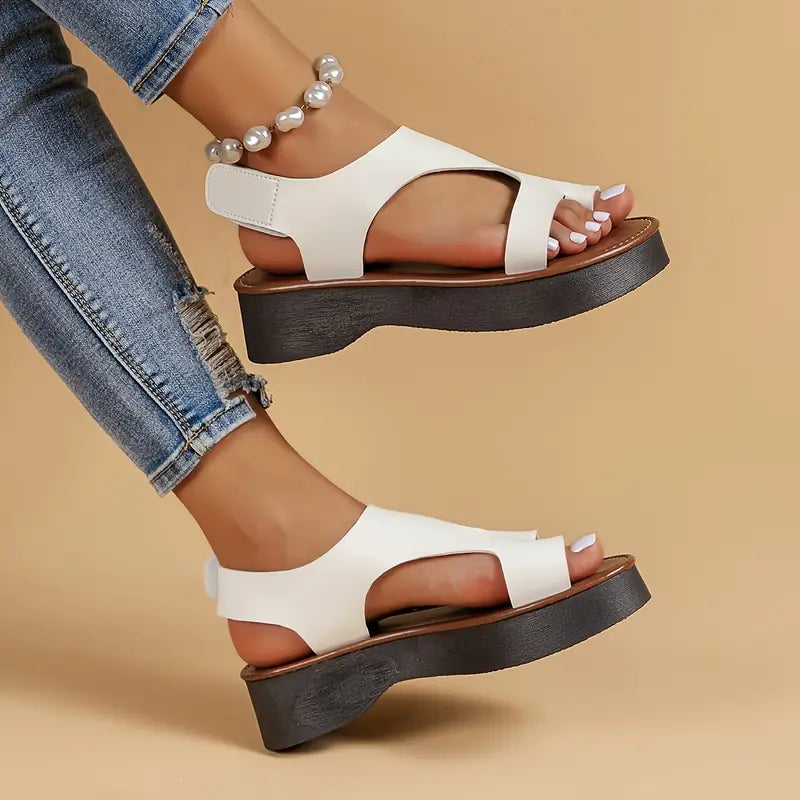 🔥DERNIER JOUR DE PROMOTION -50% - SANDALES ORTHOPÉDIQUES COMPENSÉES EN CUIR POUR FEMME