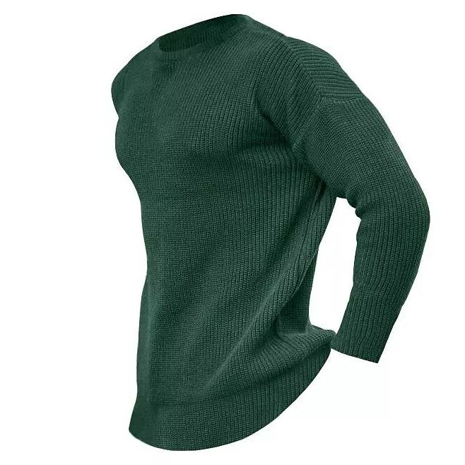 Pull en tricot à col rond de couleur unie pour homme