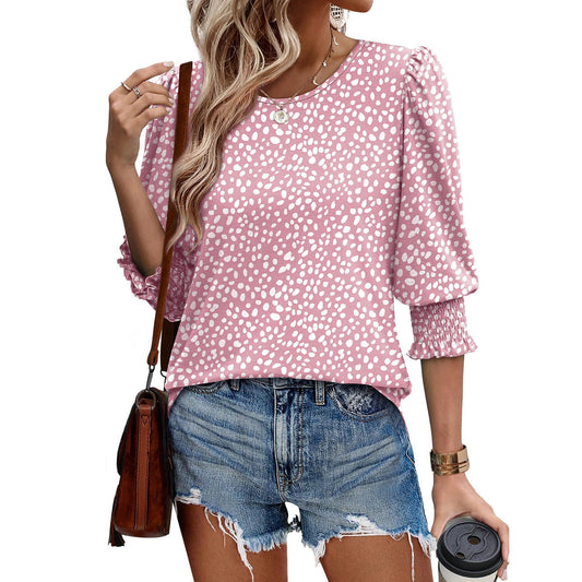 🥳Damen-Sommer-Oberteile mit Print, Ellenbogenlänge, locker sitzendes T-Shirt