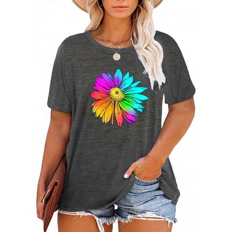 ✨Damen V-Ausschnitt Gänseblümchen-Print T-Shirts Freizeit-T-Shirts