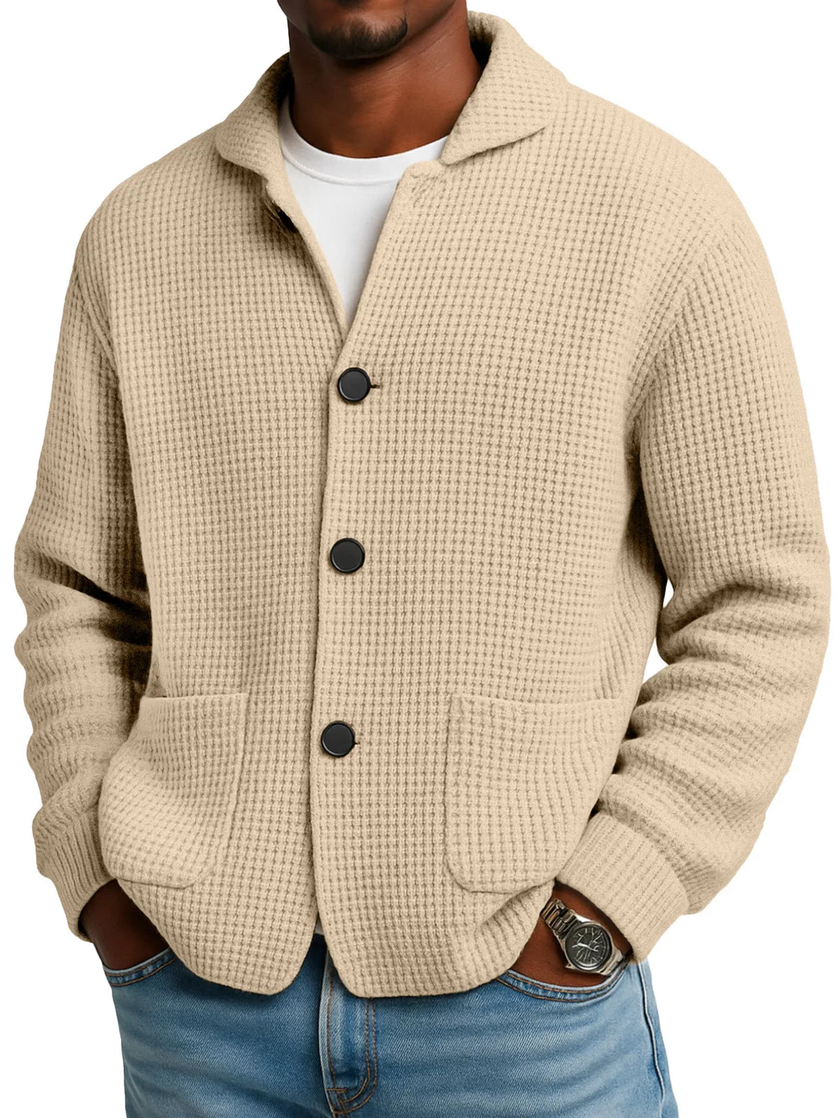 Autumn And Winter Solid Color Stand Collar Knitted Sweater Jacket