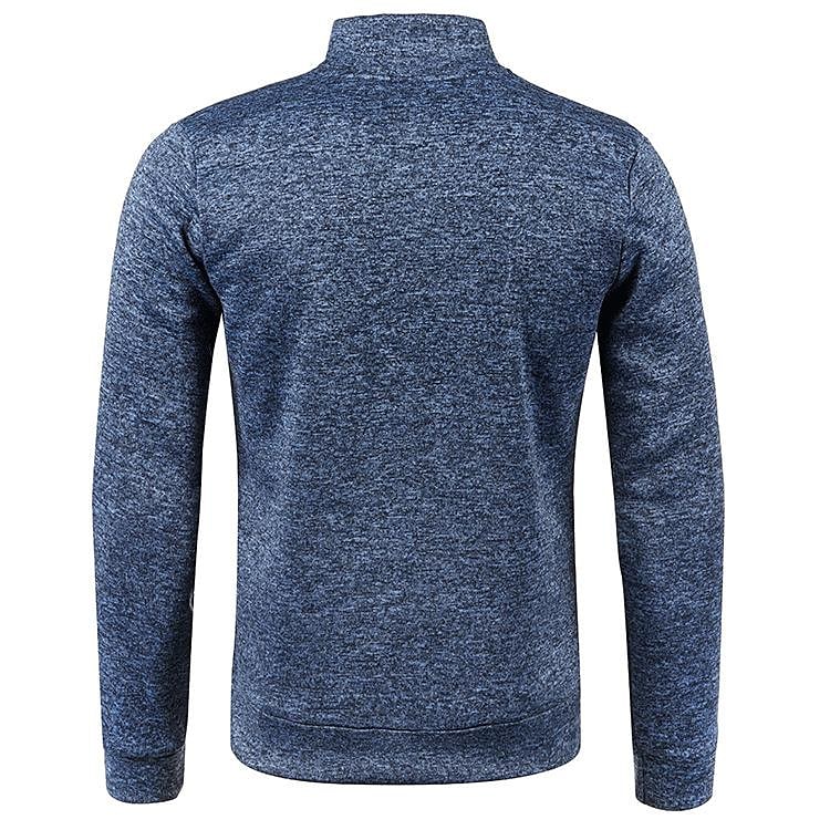 Herren Stehkragen Cardigan Langarm Dünner Fleece-Pullover
