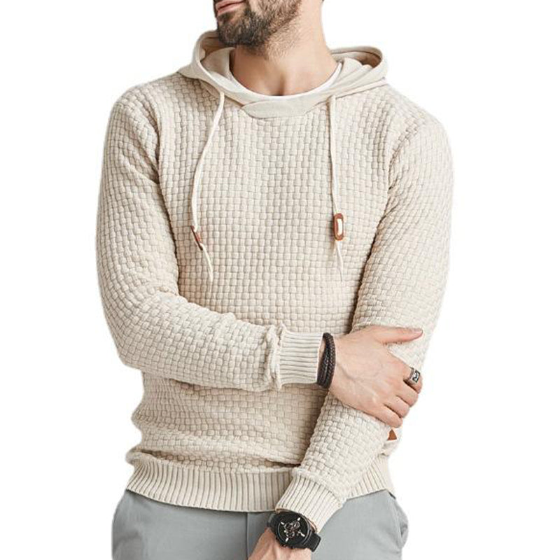 Herren-Pullover Jacquard-Karo-Muster Kapuzenpullover Basic Vintage-Stil
