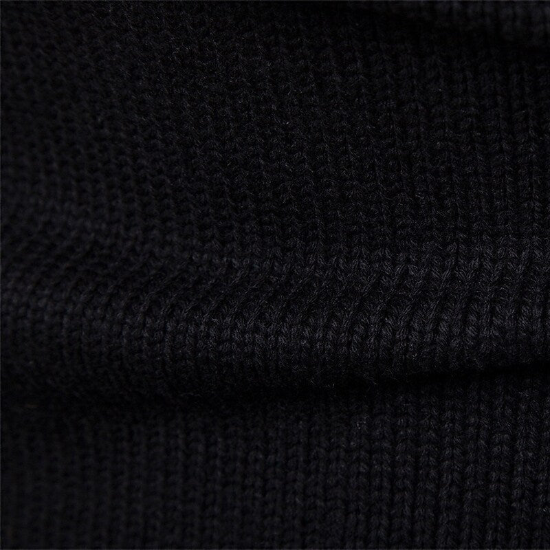 Pull basique en tricot torsadé à col roulé pour homme